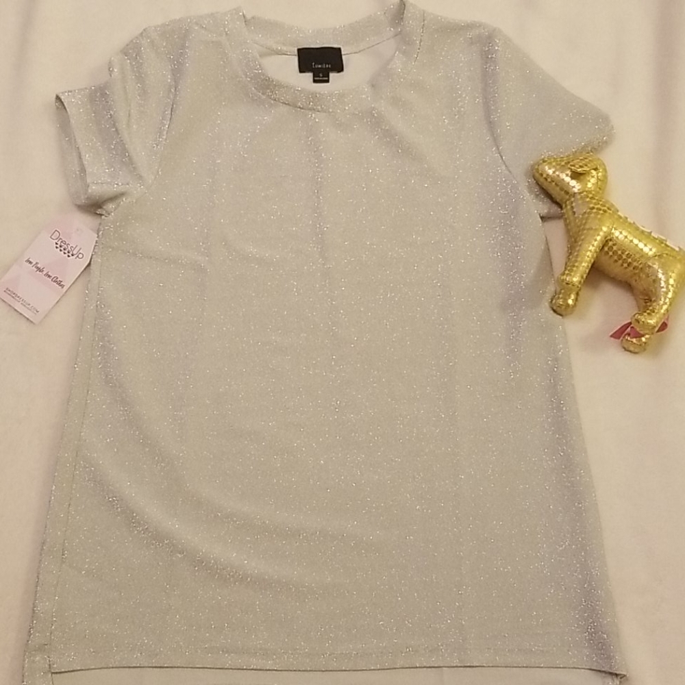 Women's Silver Sparkle Top Lumiere Small NWT - Picture 2 of 7